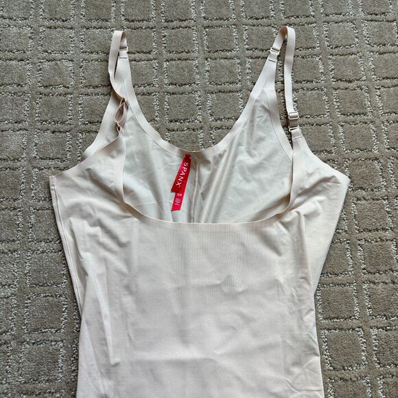Spanx Thinstincts Open Bust Mid Thigh Bodysuit Shapewear Nude 10021R Size Small - Picture 3 of 8